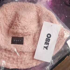Obey Pink Fuzzy Bucket Hat